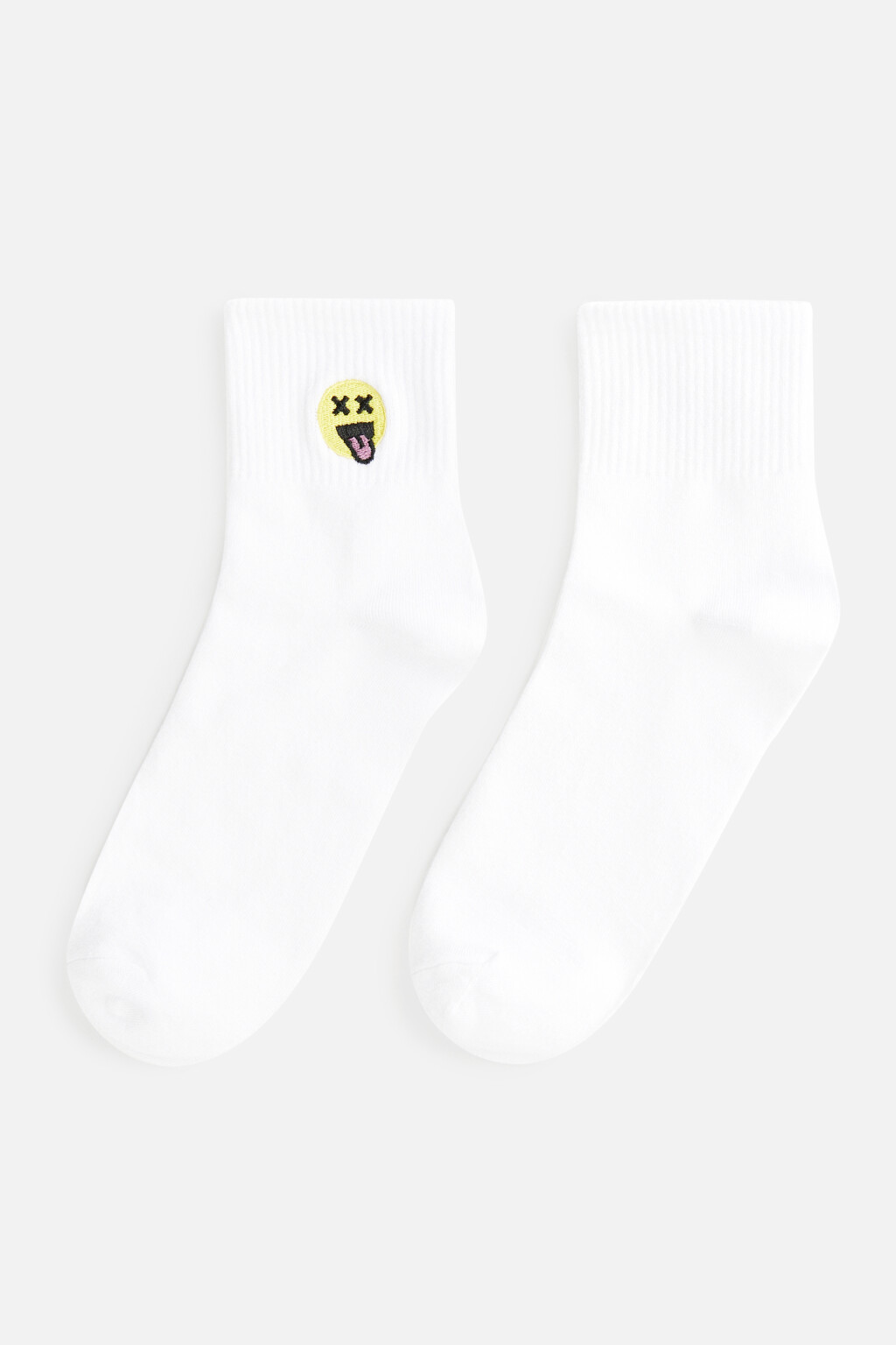 Носки высокие с вышивкой-смайликом - цвет черный - 1