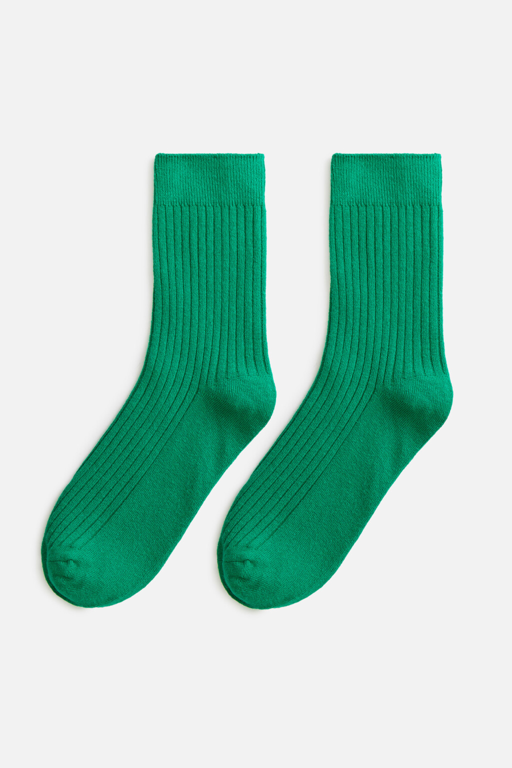 Носки высокие хлопковые в рубчик - цвет зеленый - 1