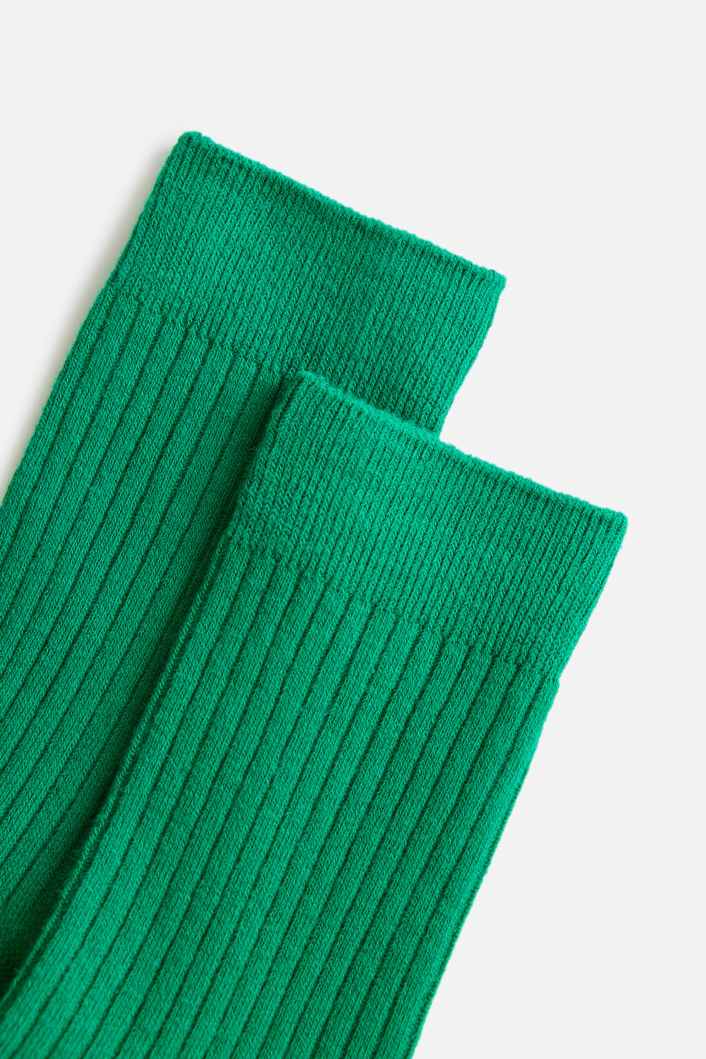 Носки высокие хлопковые в рубчик - цвет зеленый - 2