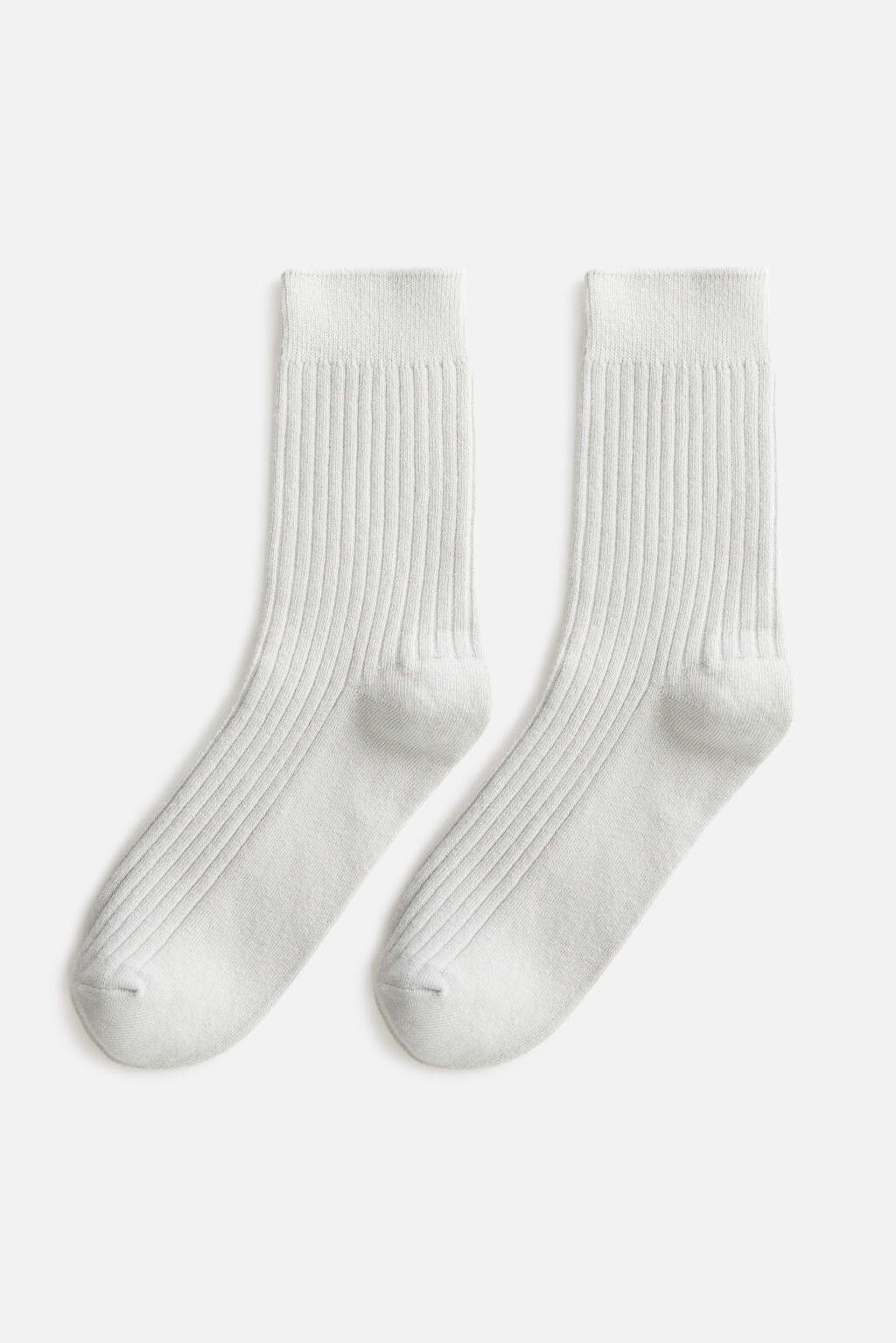 Носки высокие хлопковые в рубчик - цвет серый - 1