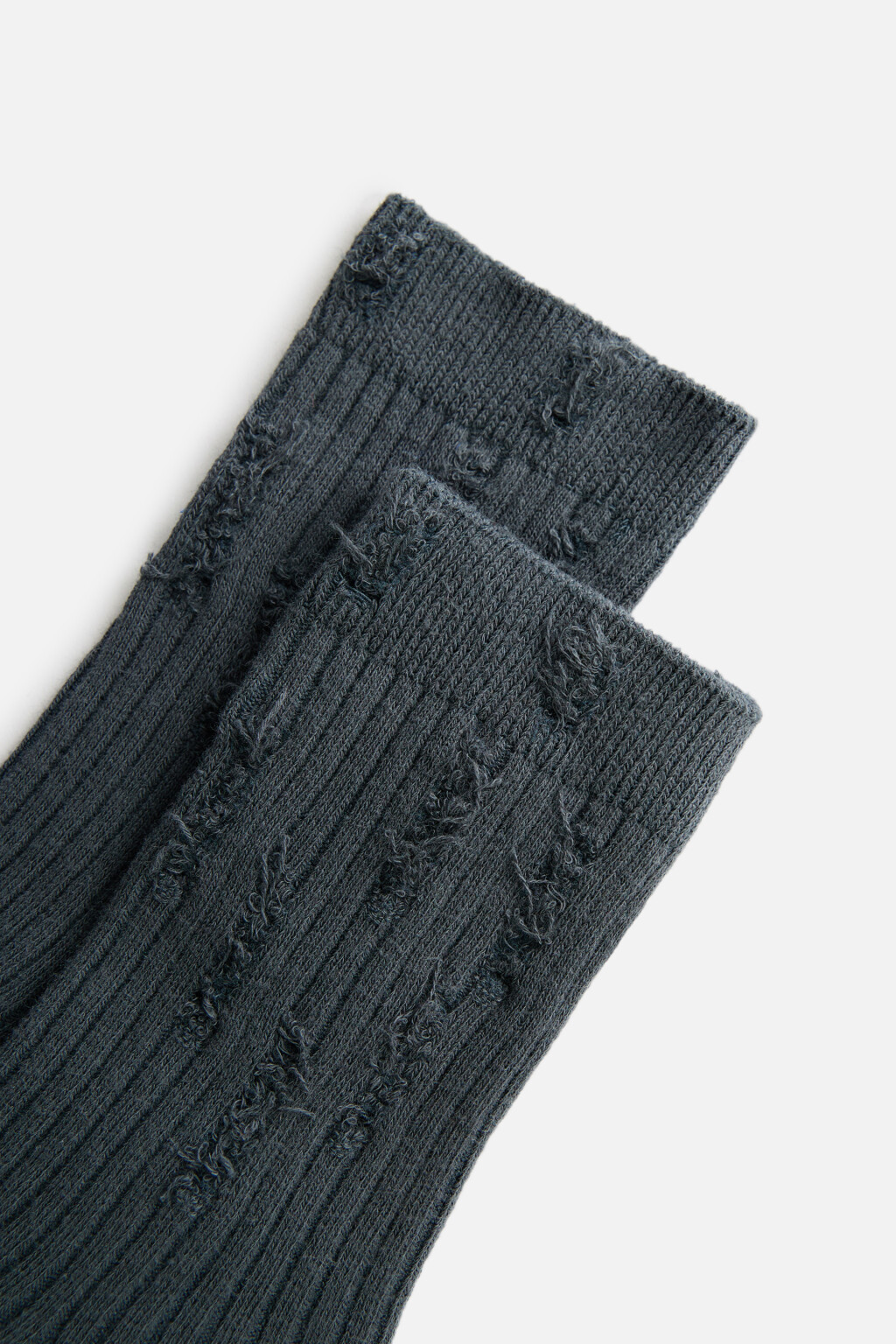 Носки высокие рваные в рубчик - цвет серый - 2