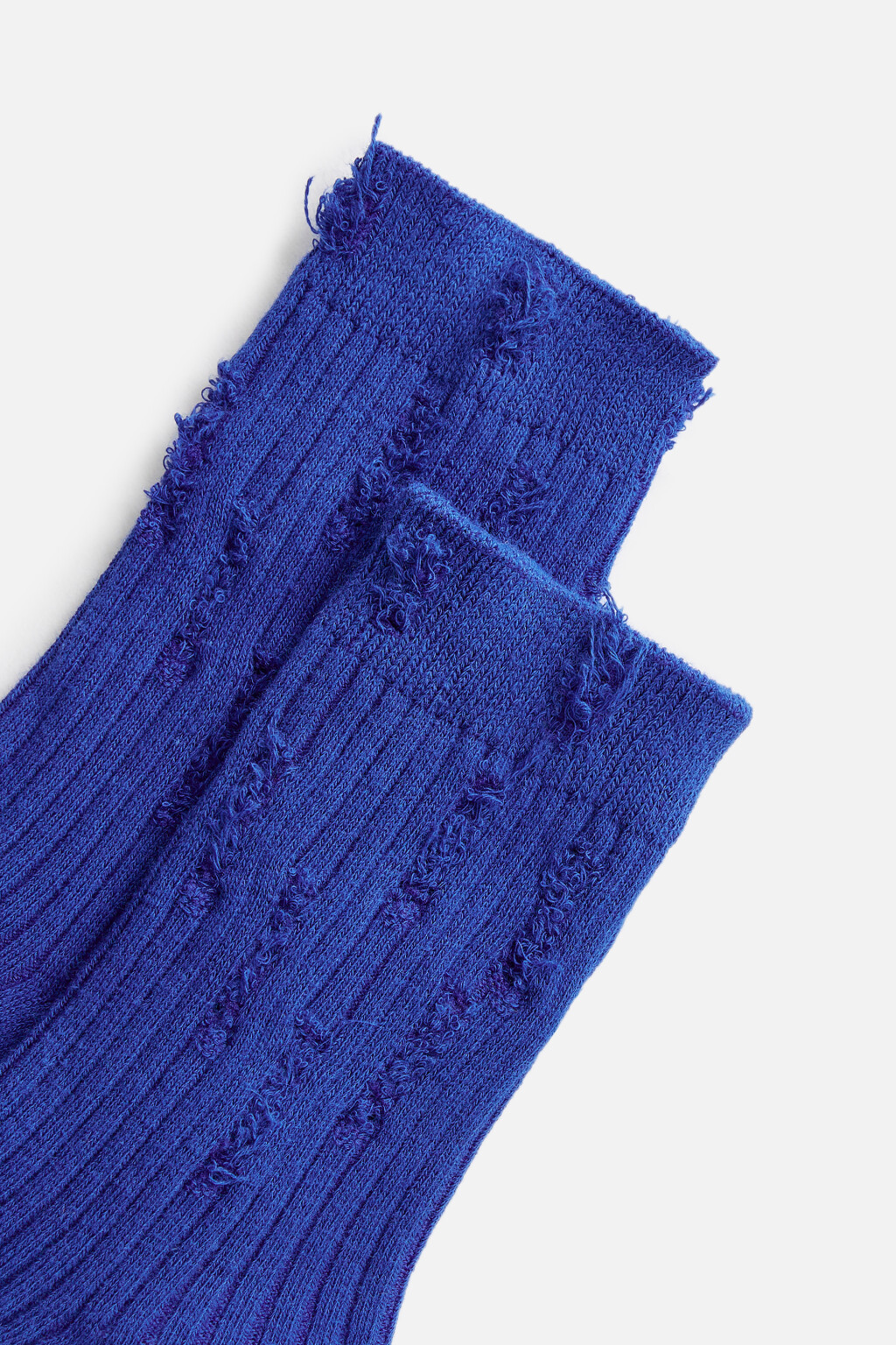 Носки высокие рваные в рубчик - цвет синий - 2