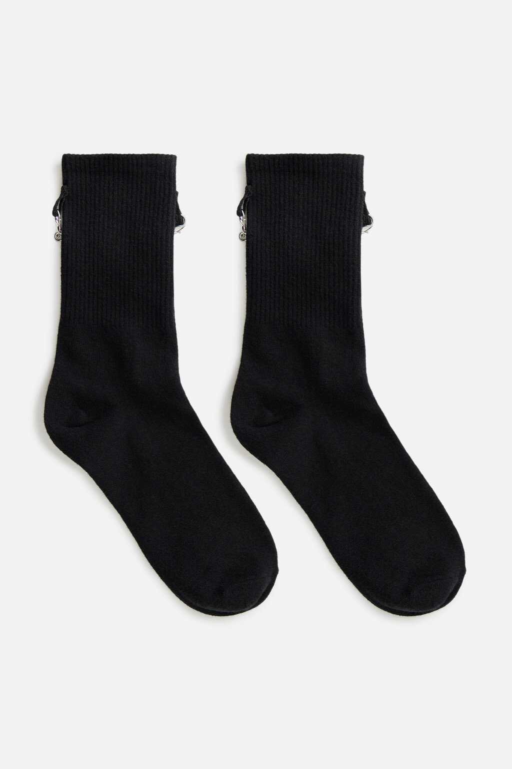 Носки высокие с цепочками и подвесками - цвет черный - 3