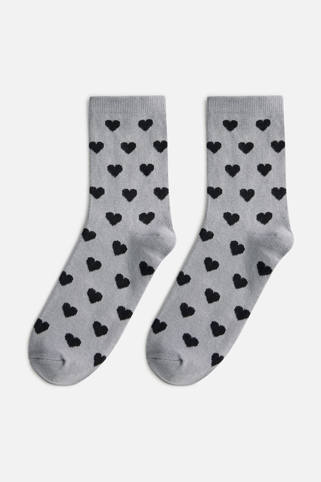 Носки высокие хлопковые в сердечко - цвет черный - 1