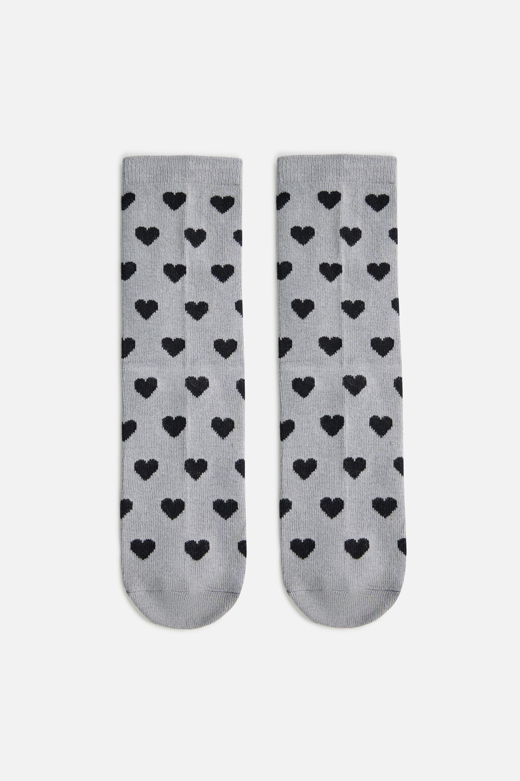 Носки высокие хлопковые в сердечко - цвет черный - 2