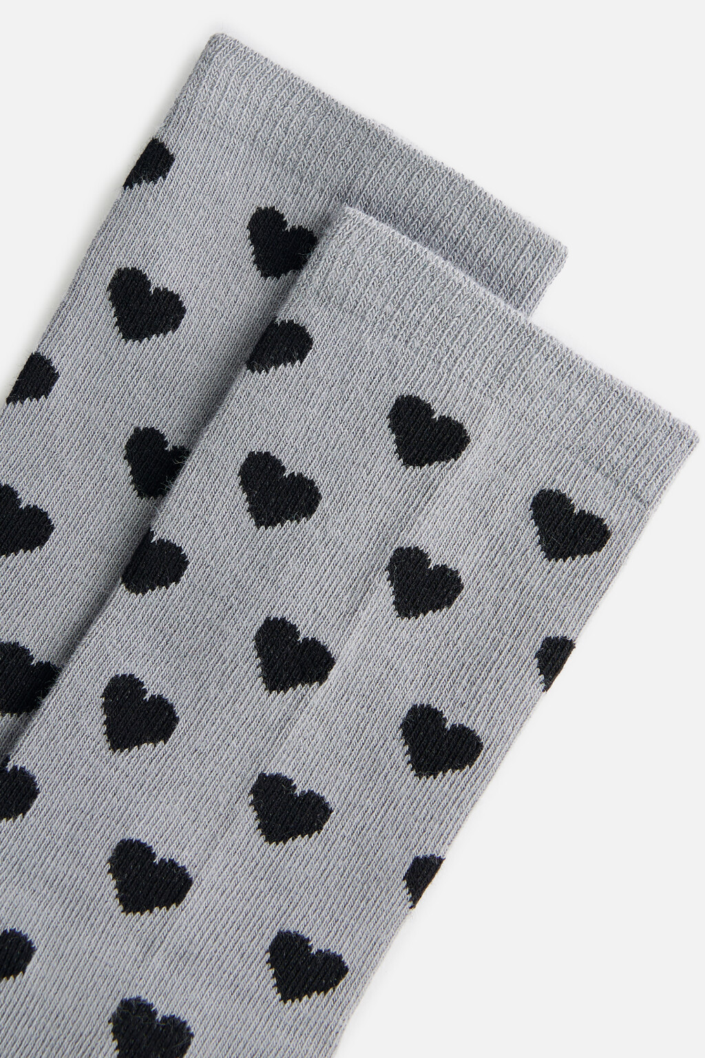 Носки высокие хлопковые в сердечко - цвет черный - 3