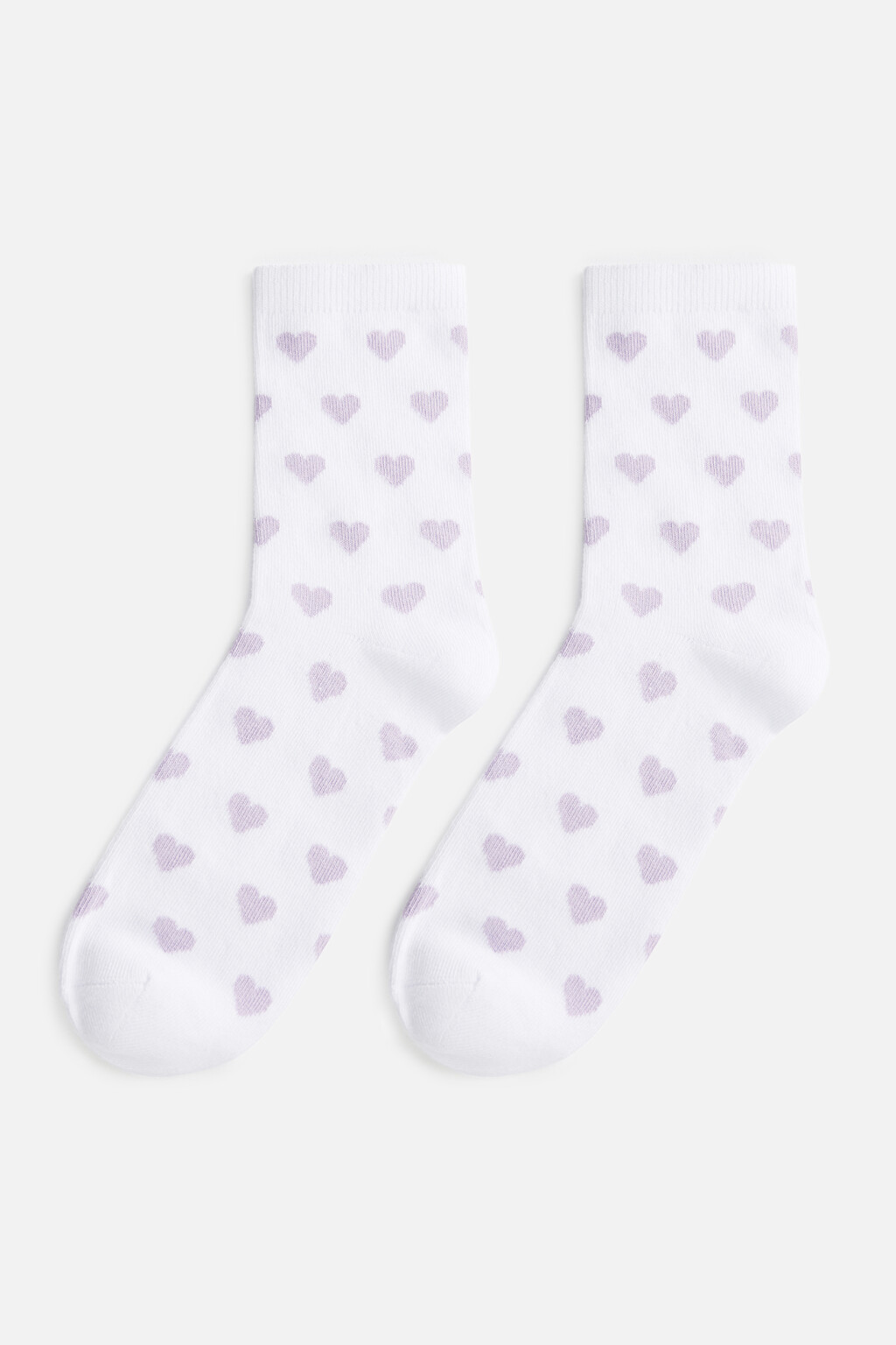Носки высокие хлопковые в сердечко - цвет фиолетовый - 1