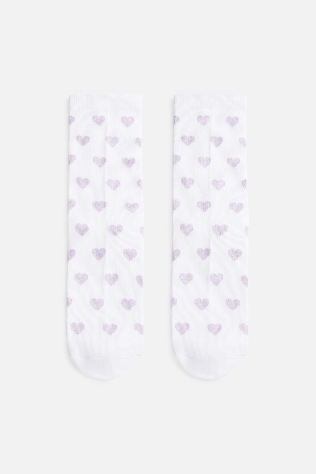 Носки высокие хлопковые в сердечко - цвет фиолетовый - 2