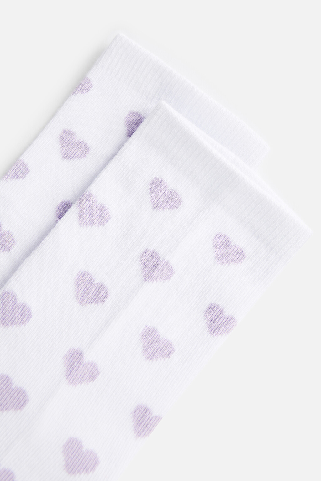 Носки высокие хлопковые в сердечко - цвет фиолетовый - 3