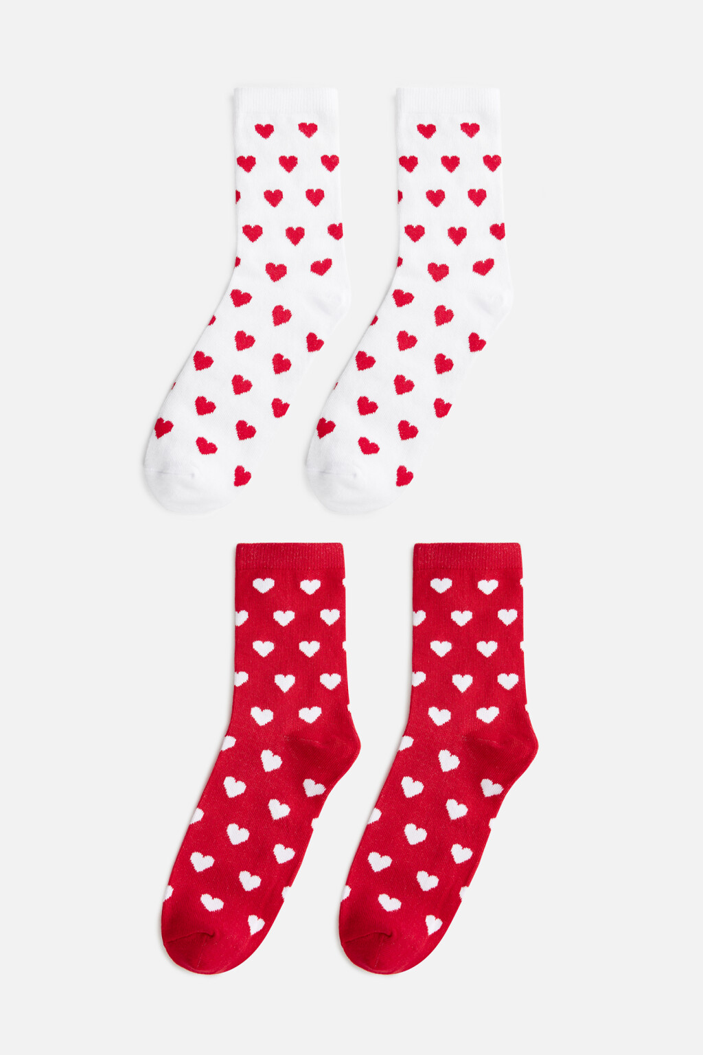 Набор носков высоких с сердечками (2 пары) - цвет красный - 1