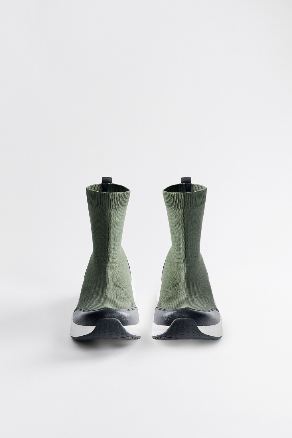 Кроссовки из эластичной сетки высокие на платформе - цвет зеленый - 2