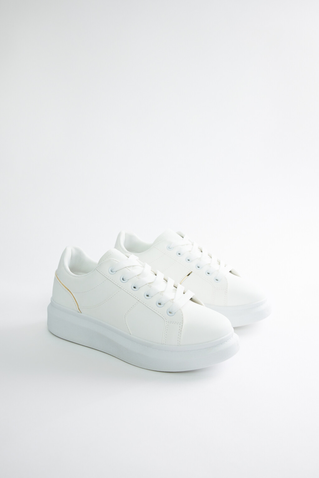 Кеды низкие и на высокой подошве - цвет белый - 2