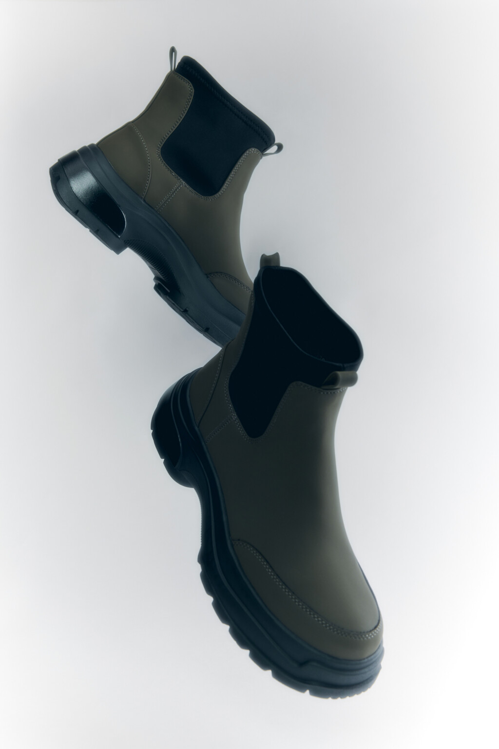 Ботинки-челси утепленные на высокой платформе - цвет зеленый - 6