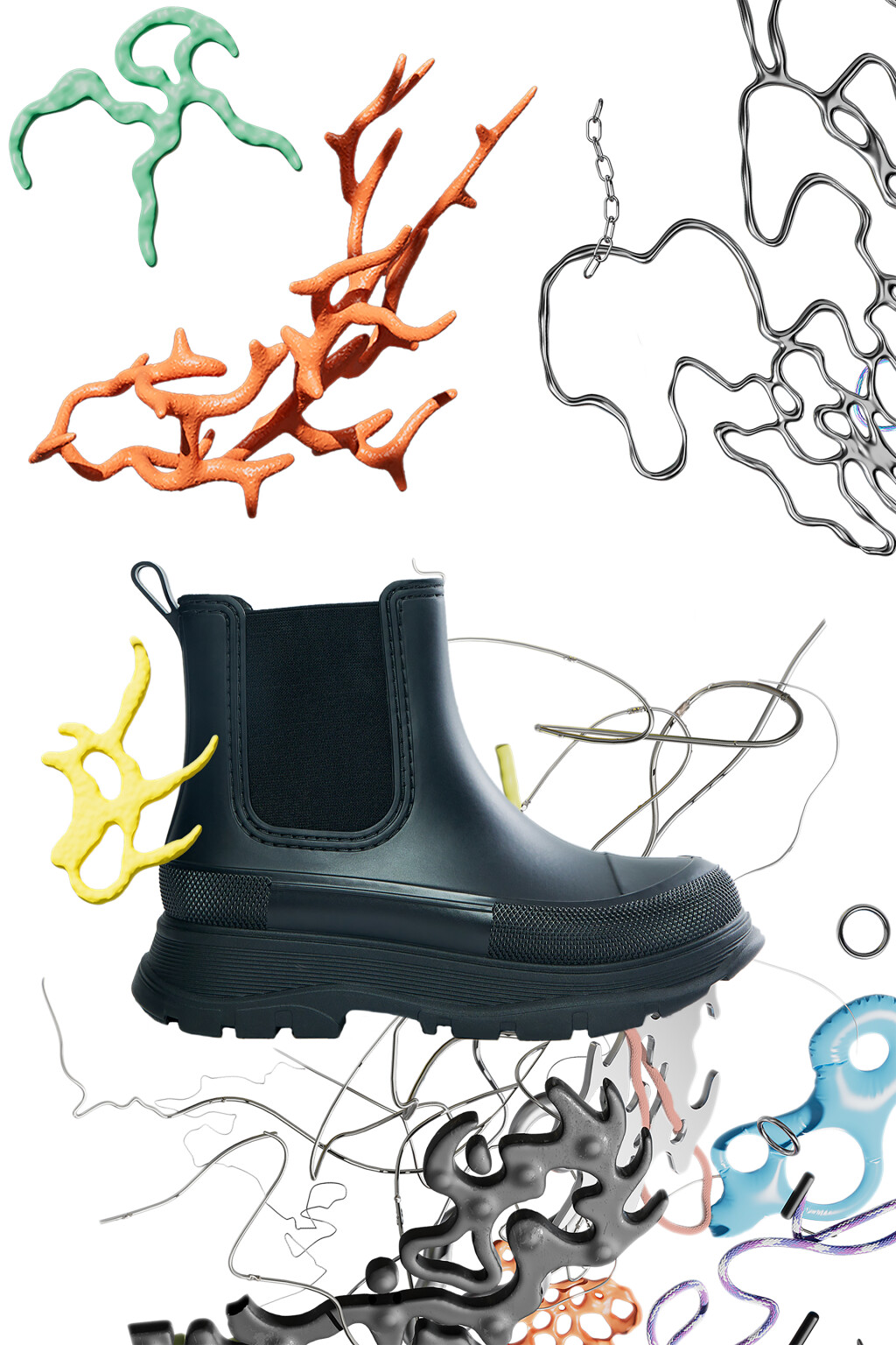 Ботинки челси резиновые на высокой платформе - цвет черный - 6