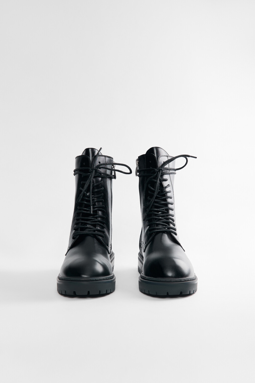 Ботинки-дерби из искусственной кожи высокие на шнуровке - цвет черный - 2