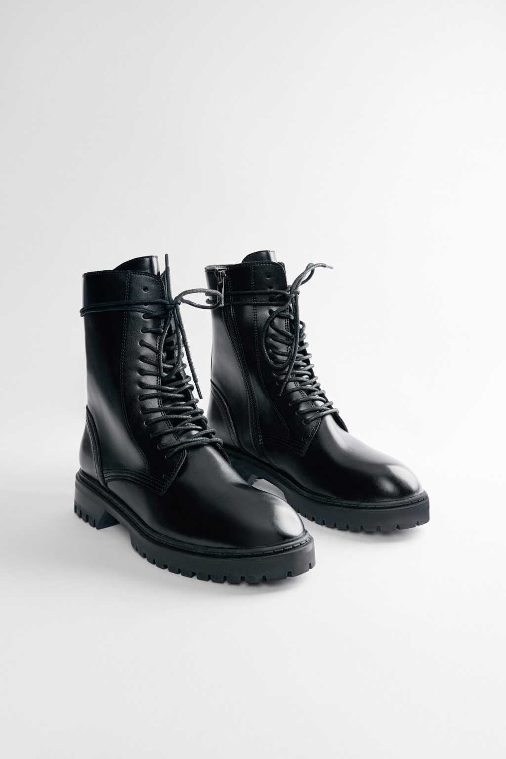 Ботинки-дерби из искусственной кожи высокие на шнуровке - цвет черный - 3