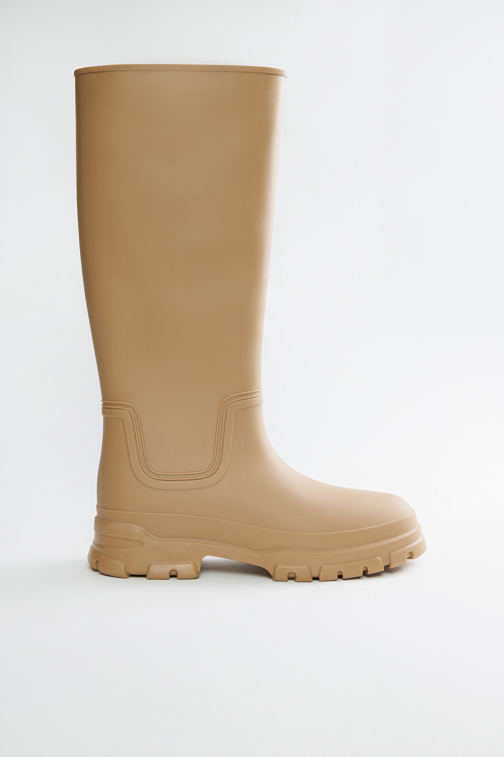 Сапоги высокие резиновые на тракторной подошве - цвет бежевый - 1