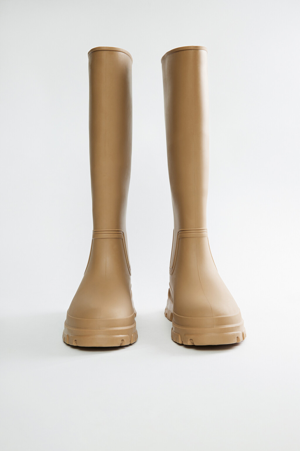 Сапоги высокие резиновые на тракторной подошве - цвет бежевый - 3