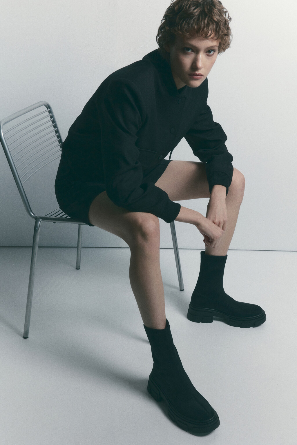 Ботинки высокие текстильные из эластичного материала - цвет черный - 8