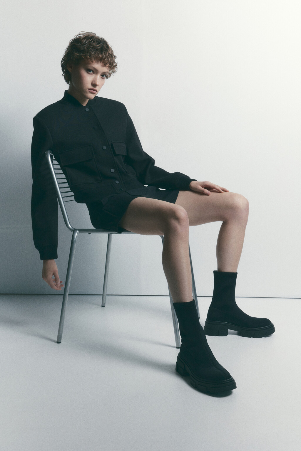 Ботинки высокие текстильные из эластичного материала - цвет черный - 9