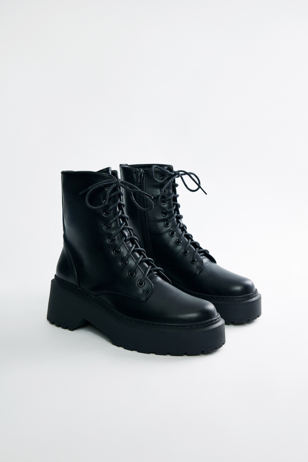 Ботинки-дерби из искусственной кожи утепленные на шнуровке - цвет черный - 2