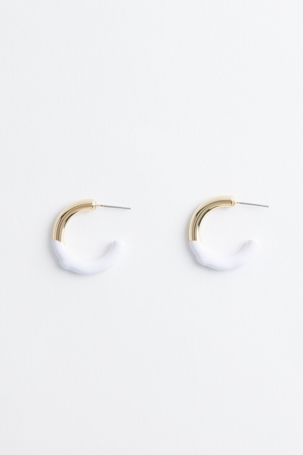 Серьги-полукольца с эмалированной вставкой - цвет желтый - 2