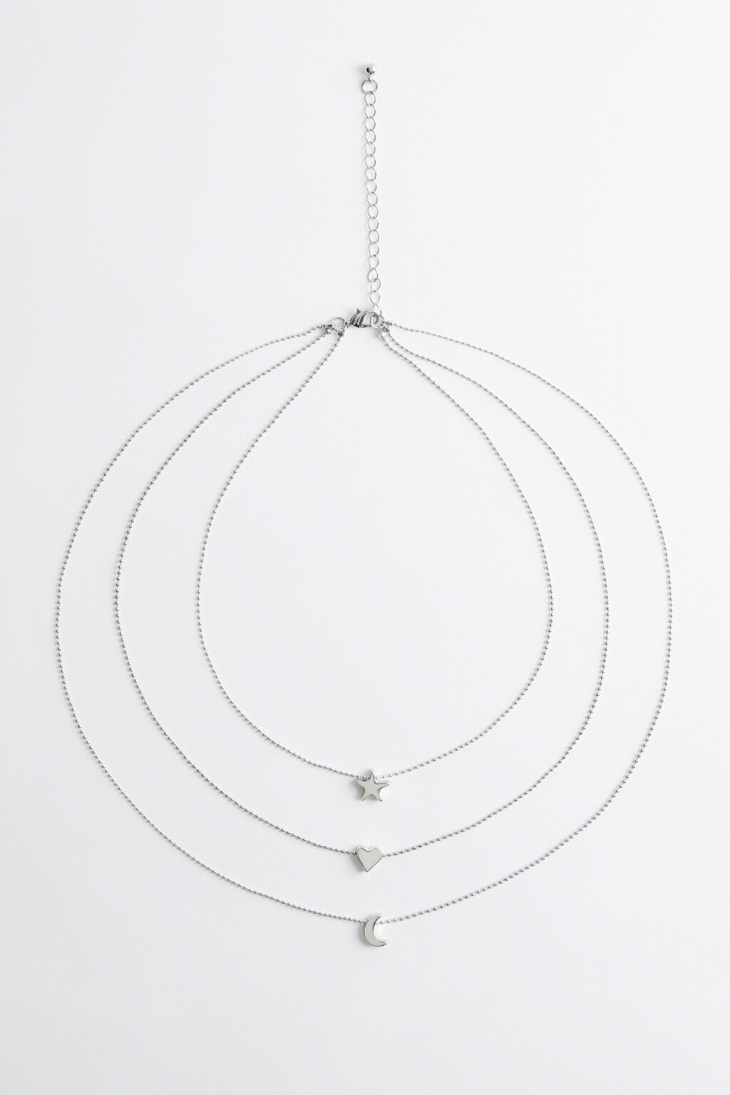 Цепочка на шею трехслойная с маленькими подвесками - цвет серый - 1