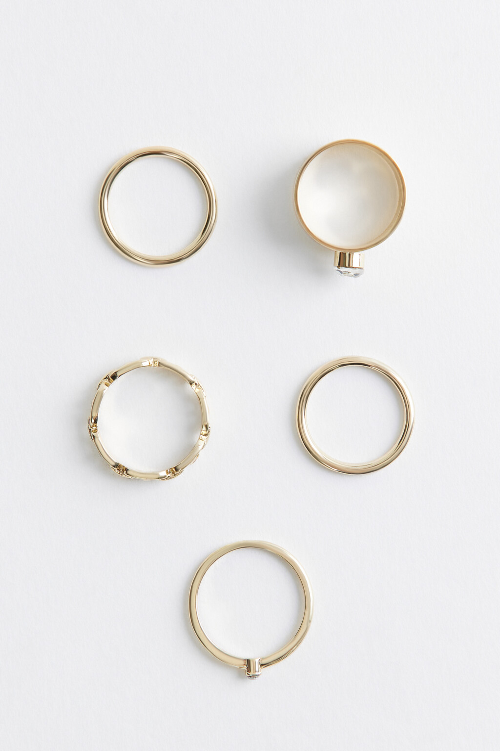 Набор колец металлических (5 штук) - цвет желтый - 3