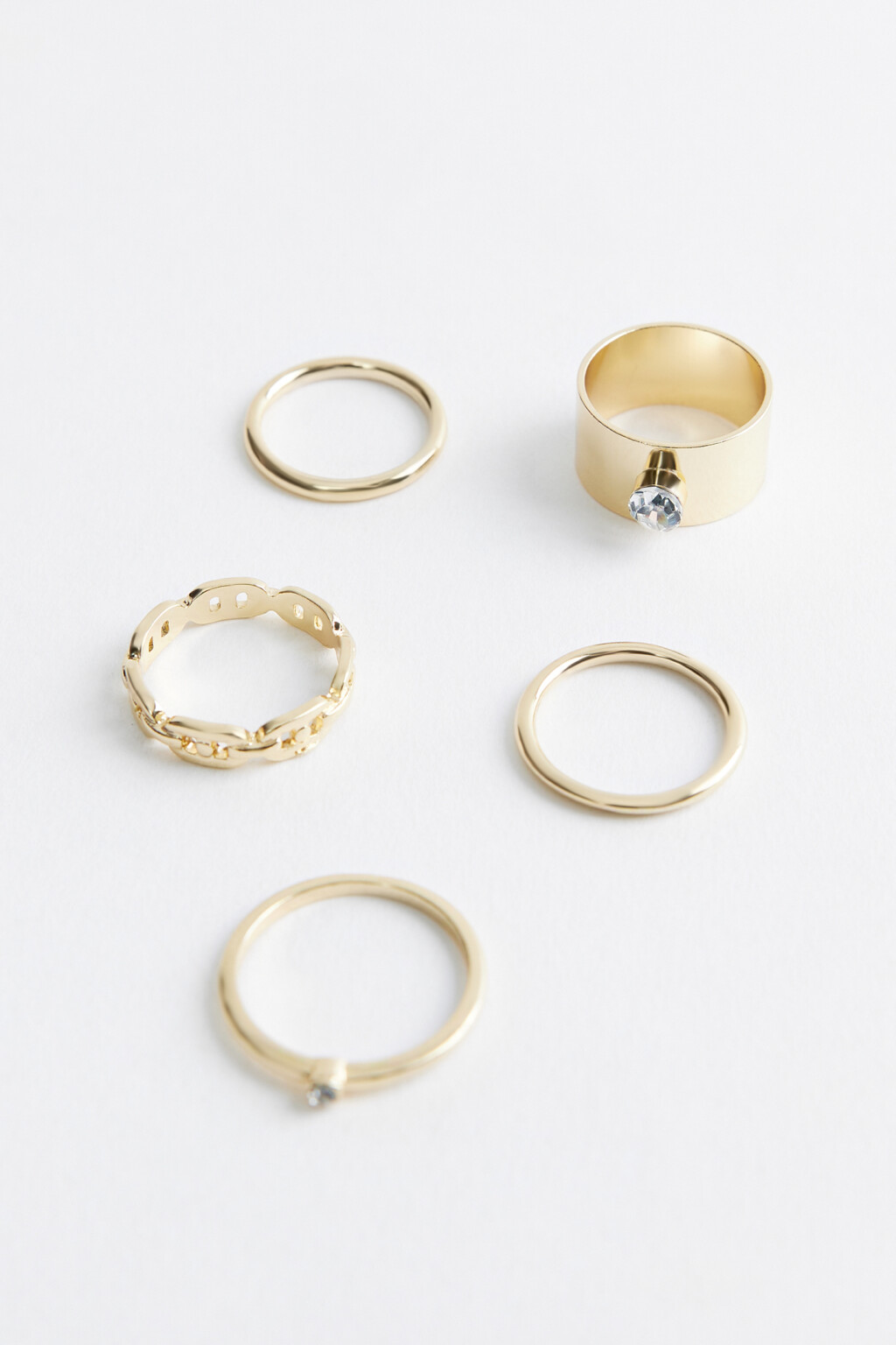 Набор колец металлических (5 штук) - цвет желтый - 2