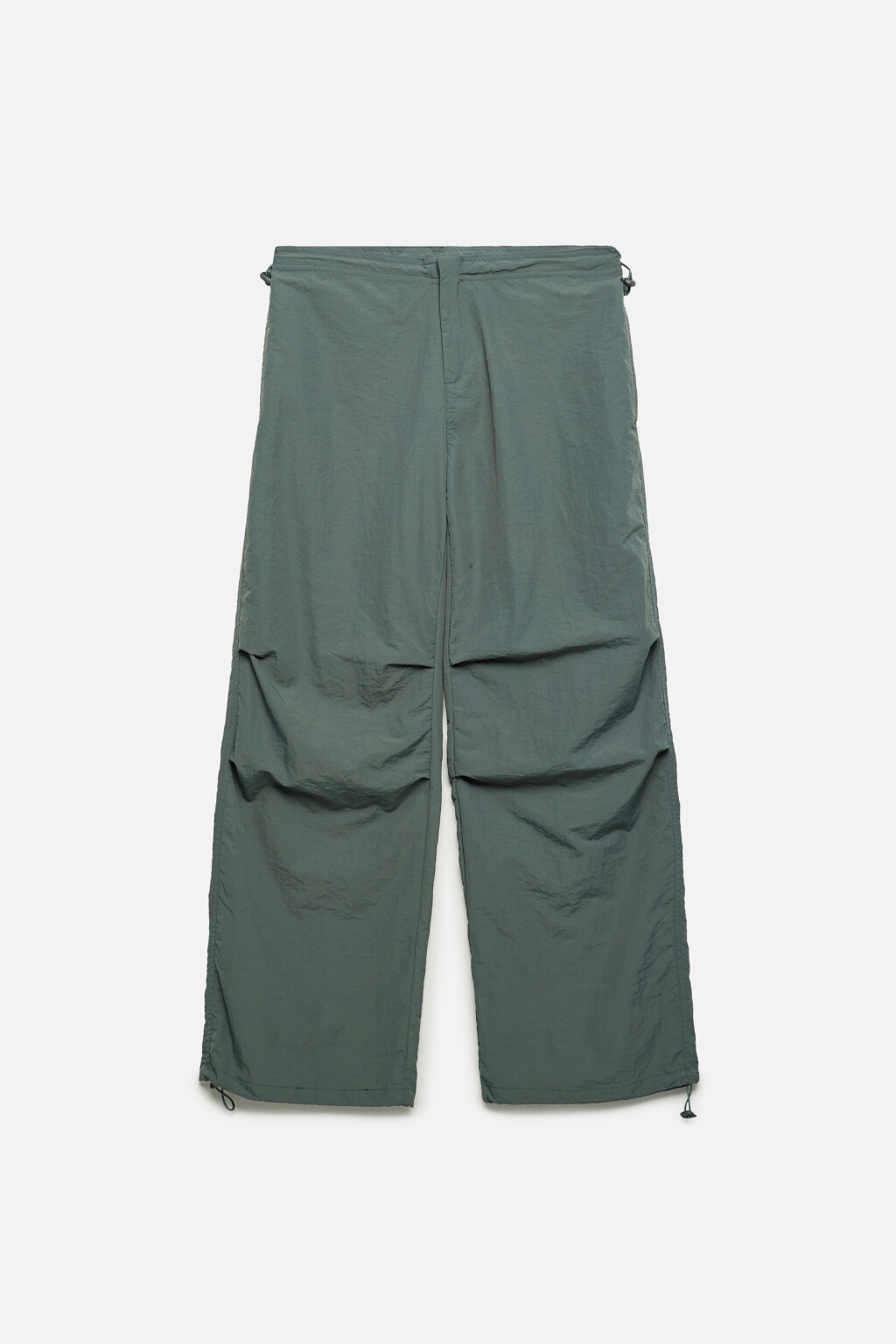 Брюки-парашюты спортивные широкие с утяжками - цвет зеленый - 7