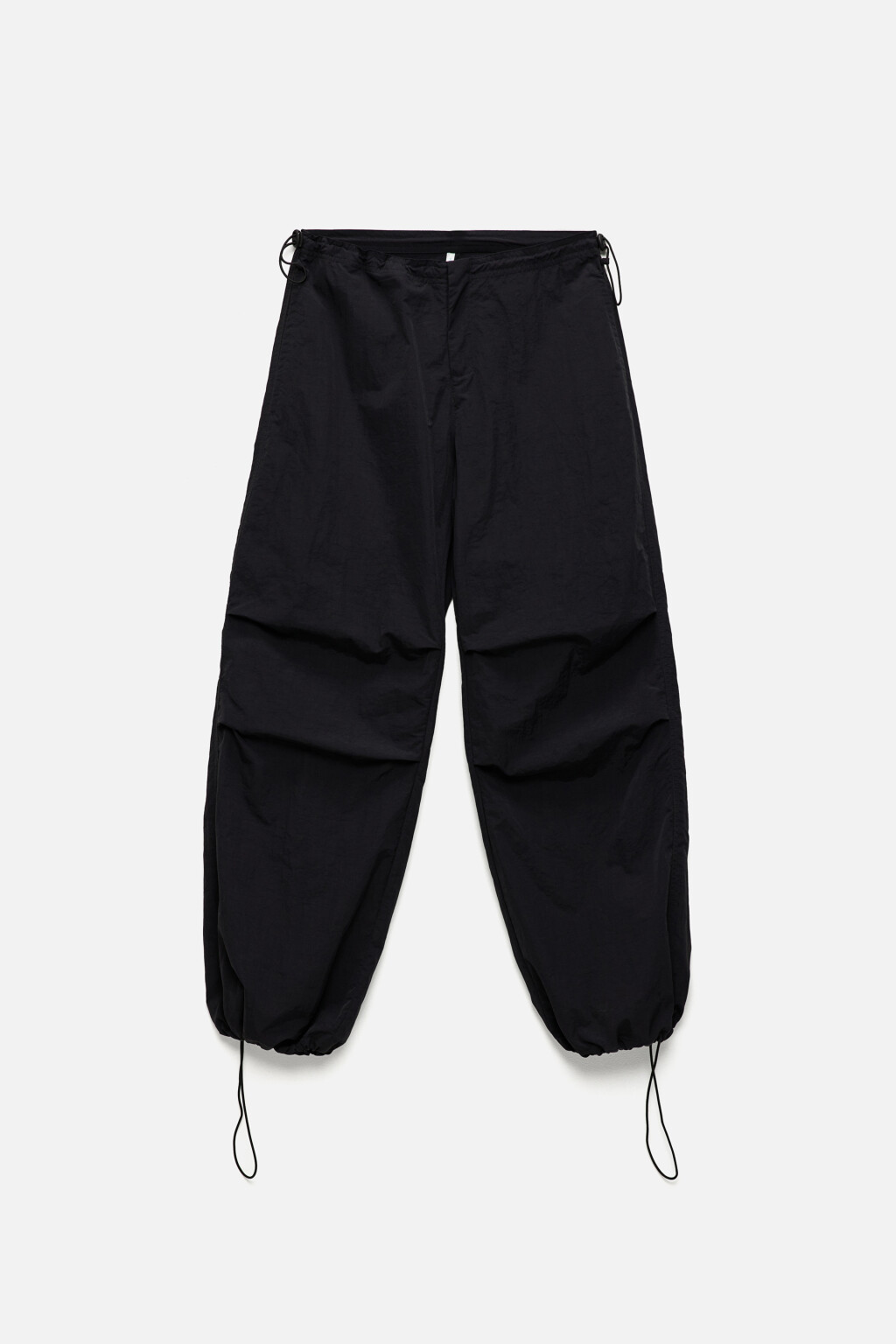 Брюки-парашюты спортивные широкие с утяжками - цвет черный - 7