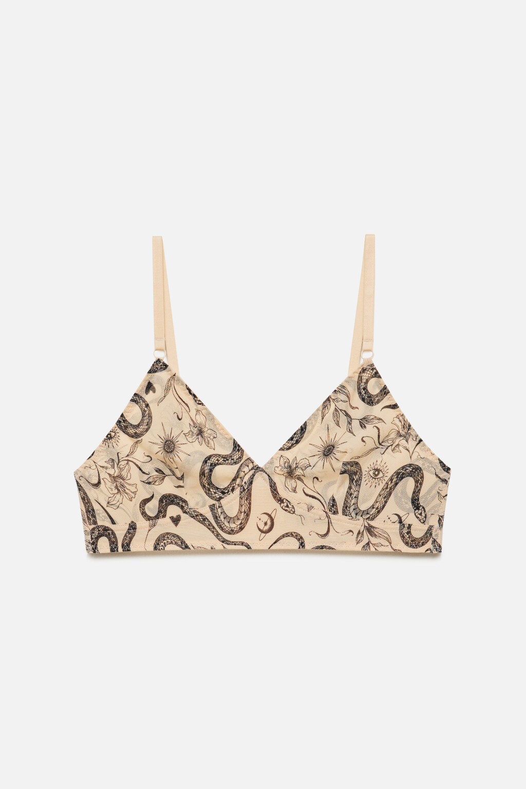 Бюстгальтер-бралетт сетчатый с принтом - цвет черный - 4