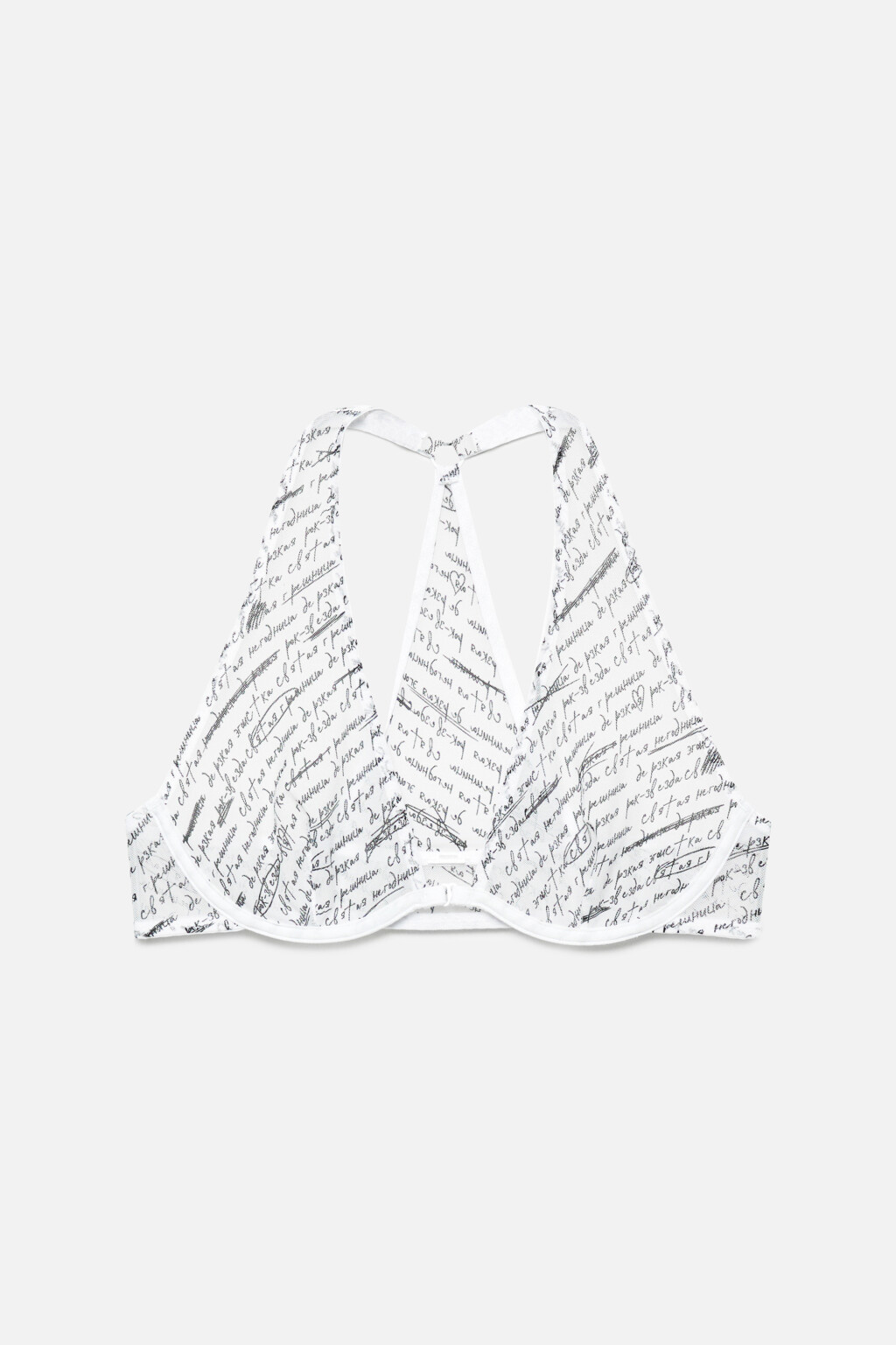 Бюстгальтер-бра сетчатый с принтом-надписью - цвет черный - 4