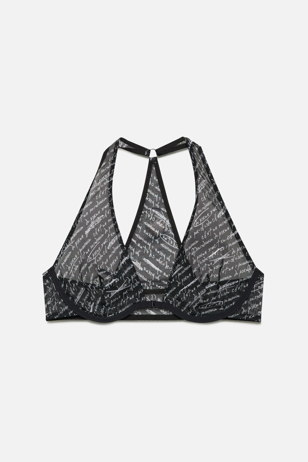 Бюстгальтер-бра сетчатый с принтом-надписью - цвет белый - 4