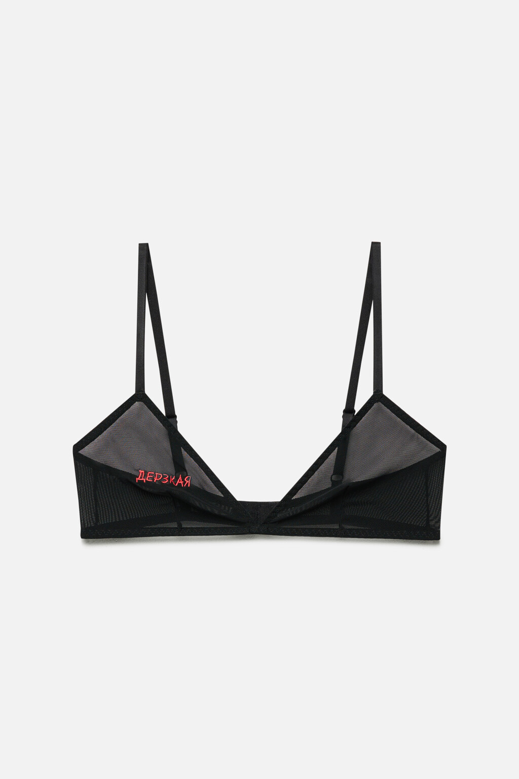 Бюстгальтер-бралетт сетчатый с надписью - цвет красный - 4