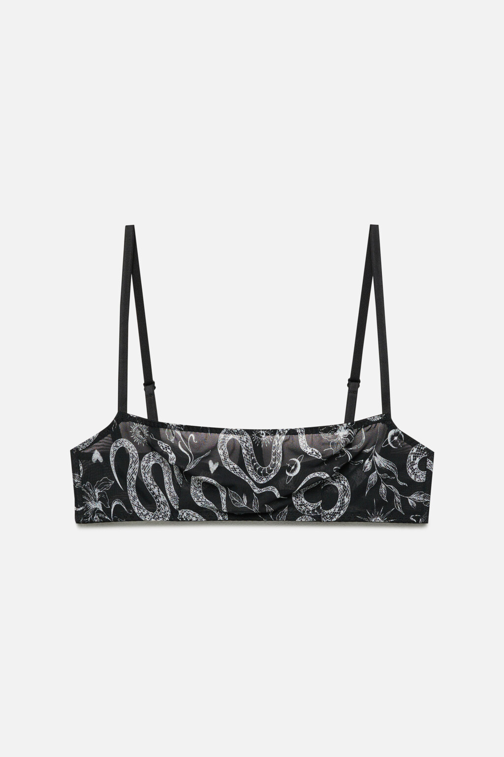 Бюстгальтер-бра сетчатый на тонких бретелях - цвет белый - 4