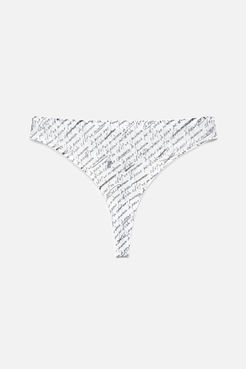 Трусы-стринги высокие сетчатые с принтом - цвет черный - 4