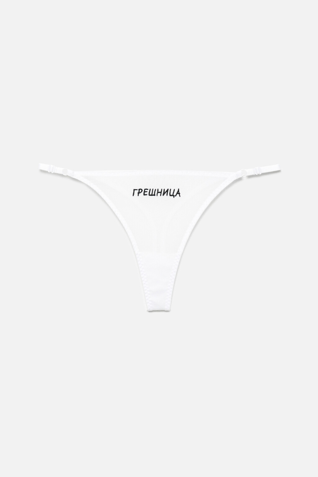 Трусы-стринги сетчатые с принтом и стрепами - цвет черный - 4