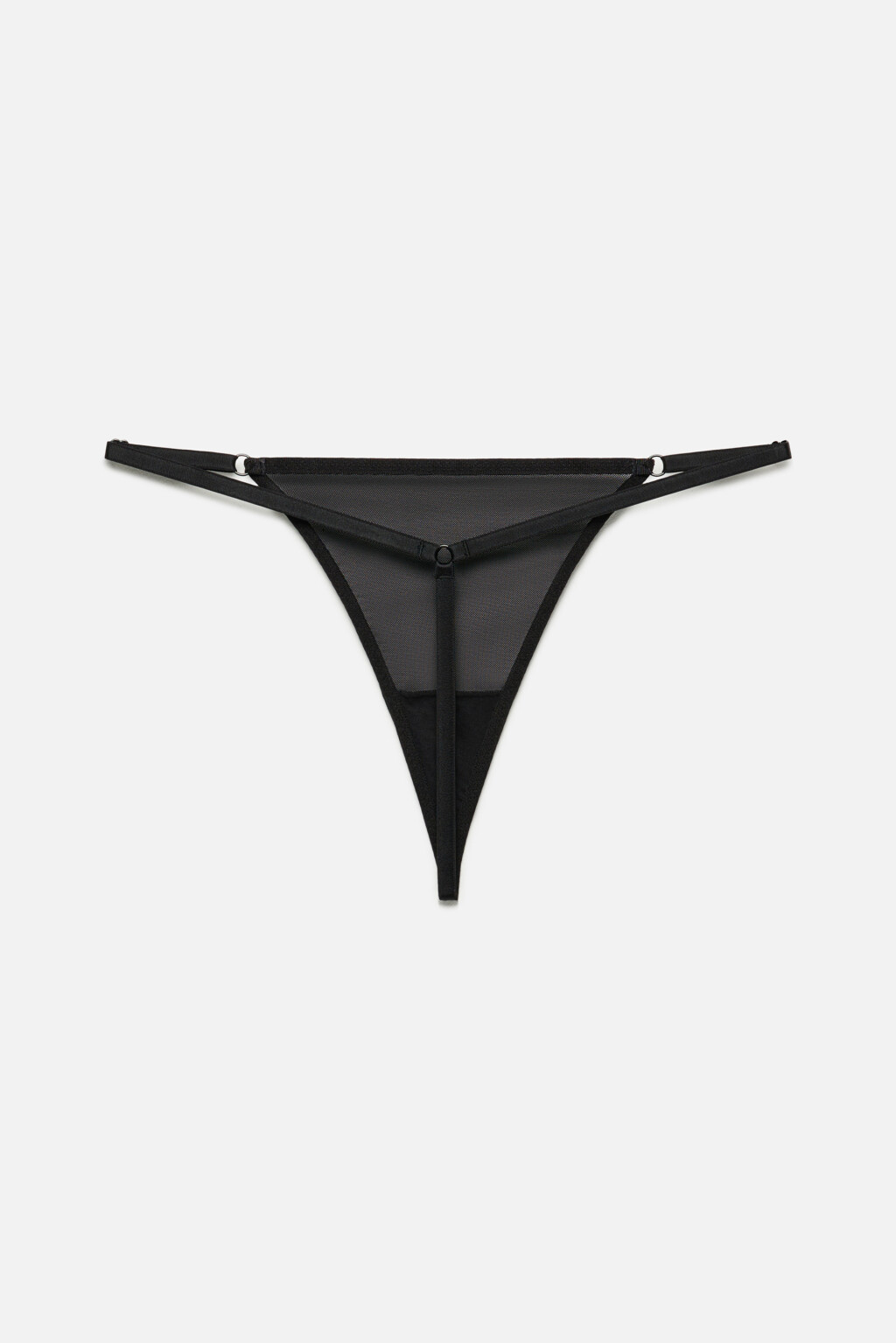 Трусы-стринги высокие сетчатые со стрепами - цвет черный - 5