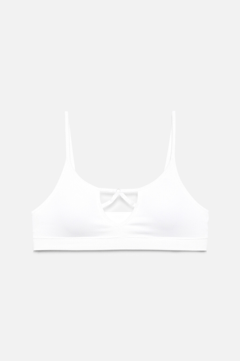Бюстгальтер-топ бесшовный с V-вырезом и колечком - цвет белый - 4