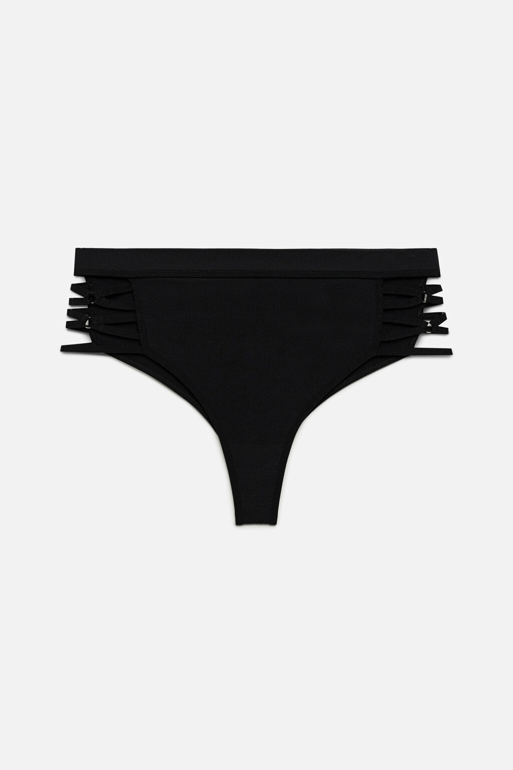 Трусы-слипы высокие со стрепами и колечками по бокам - цвет черный - 4