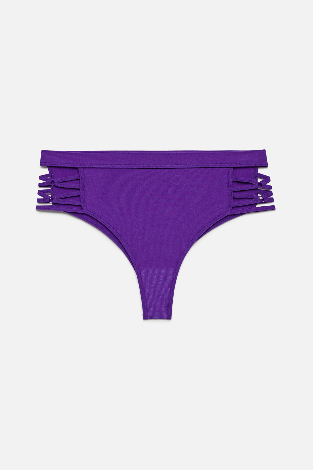 Трусы-слипы высокие со стрепами и колечками по бокам - цвет фиолетовый - 4