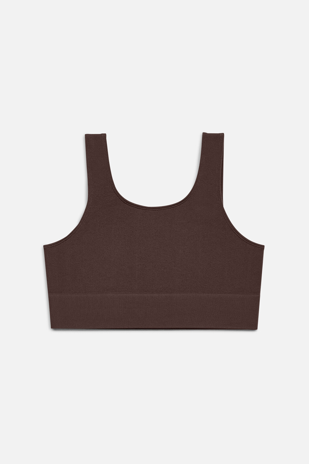 Бюстгальтер-топ бесшовный в рубчик с широким поясом - цвет коричневый - 5
