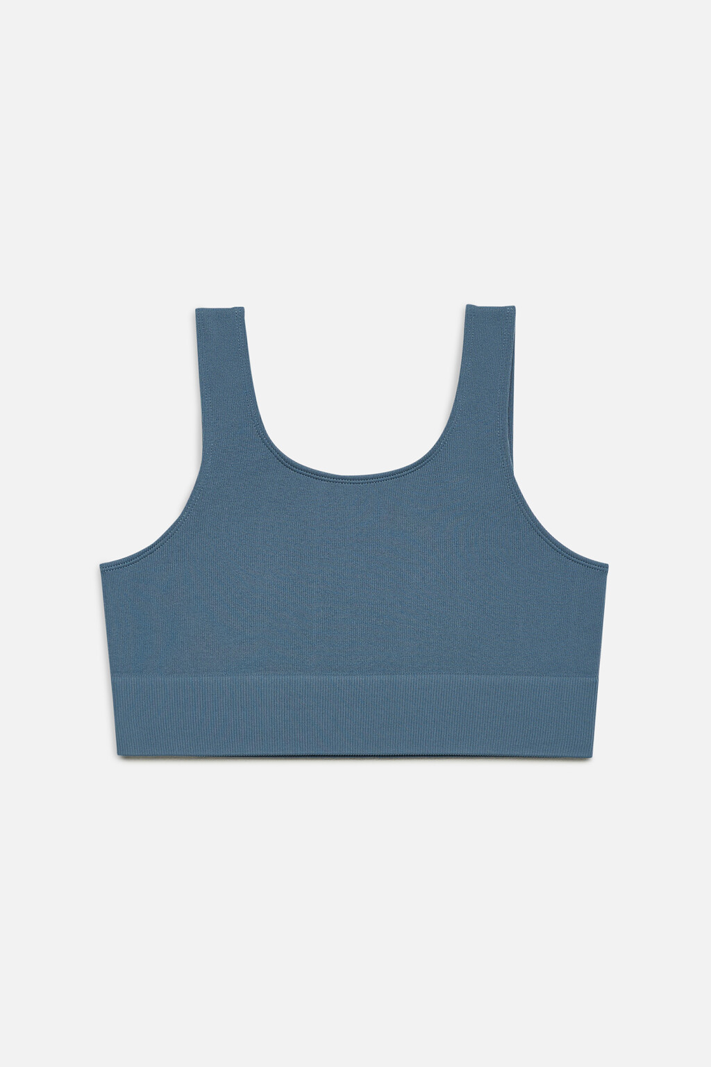 Бюстгальтер-топ бесшовный в рубчик с широким поясом - цвет голубой - 5