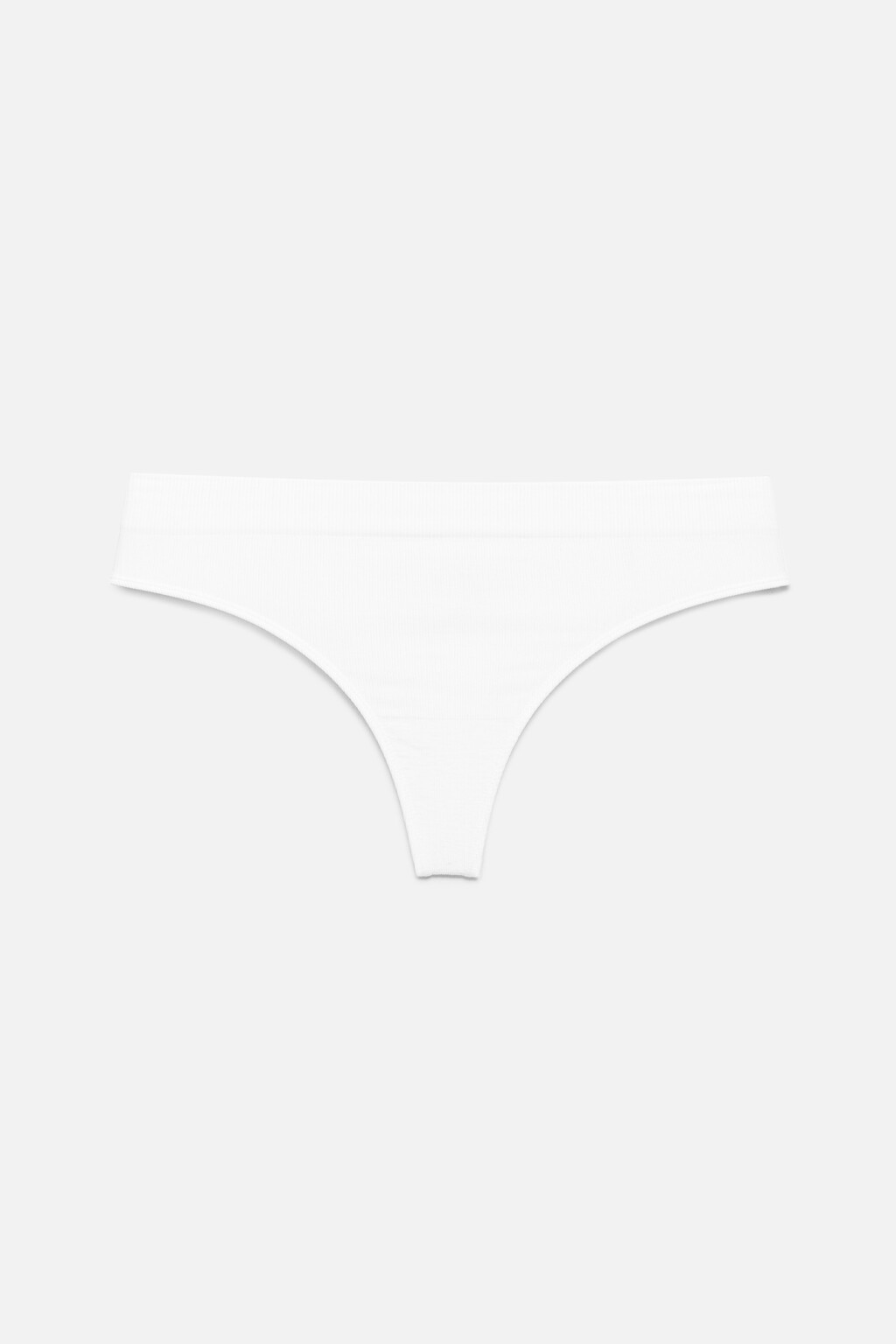 Трусы-стринги бесшовные в рубчик с высокой посадкой - цвет белый - 4