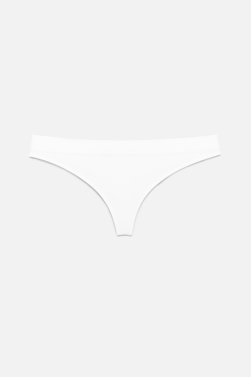 Трусы-стринги бесшовные в рубчик с низкой посадкой - цвет белый - 4