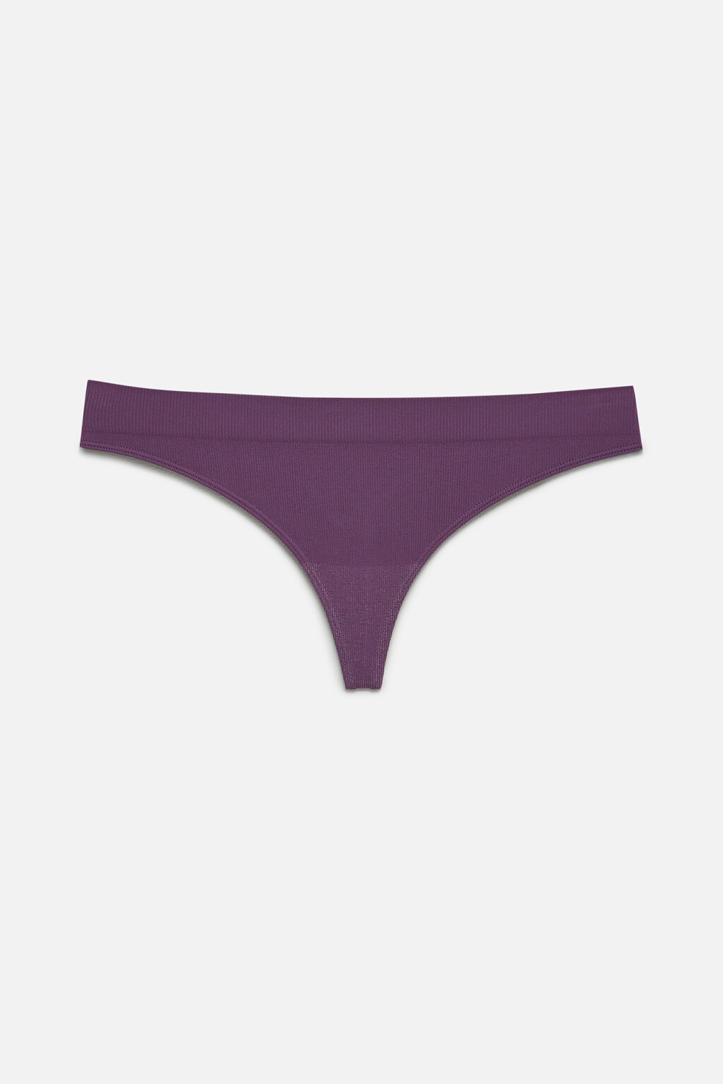 Трусы-стринги бесшовные в рубчик с низкой посадкой - цвет фиолетовый - 4