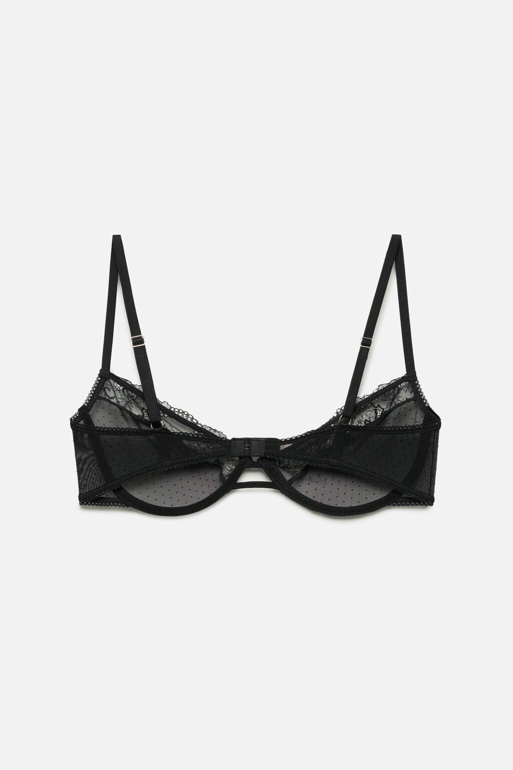 Бюстгальтер-бра сетчатый с кружевом - цвет черный - 5