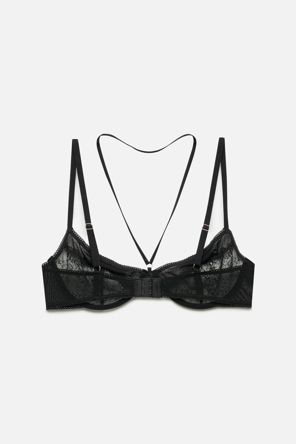 Бюстгальтер-бра кружевной со стрепами - цвет черный - 5