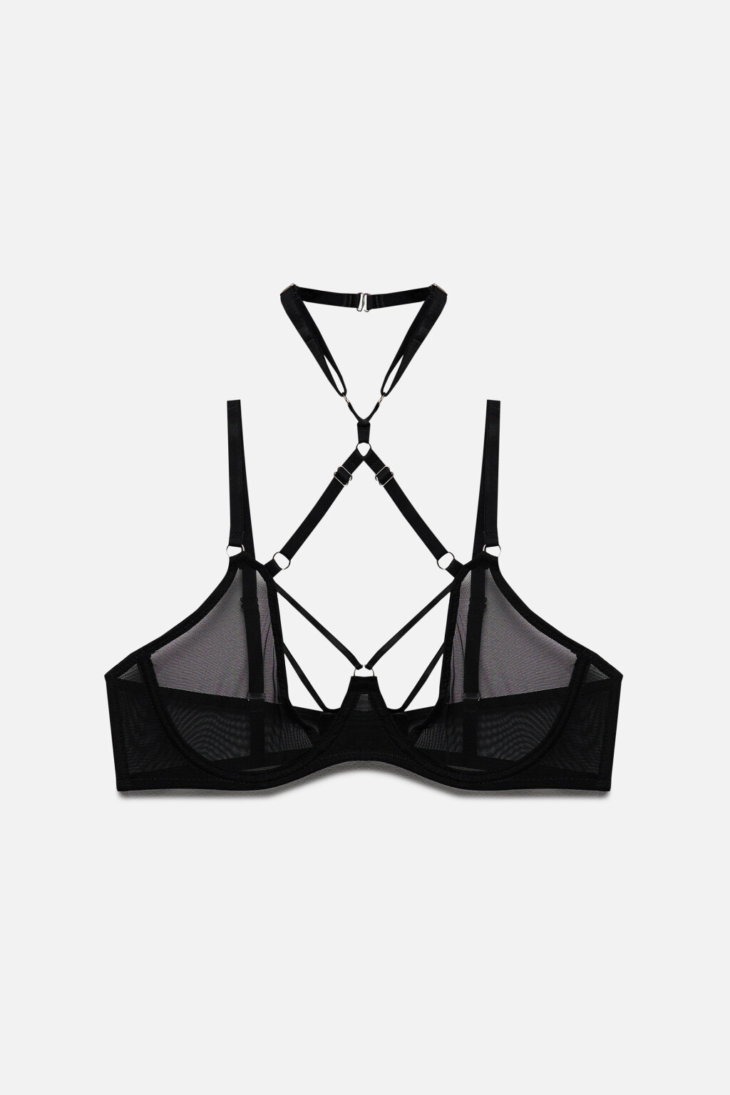 Бюстгальтер-бра сетчатый со стрепами - цвет черный - 6